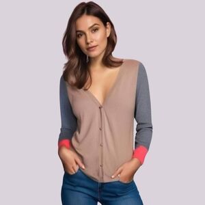 The Limited Tan Color Block Cardigan